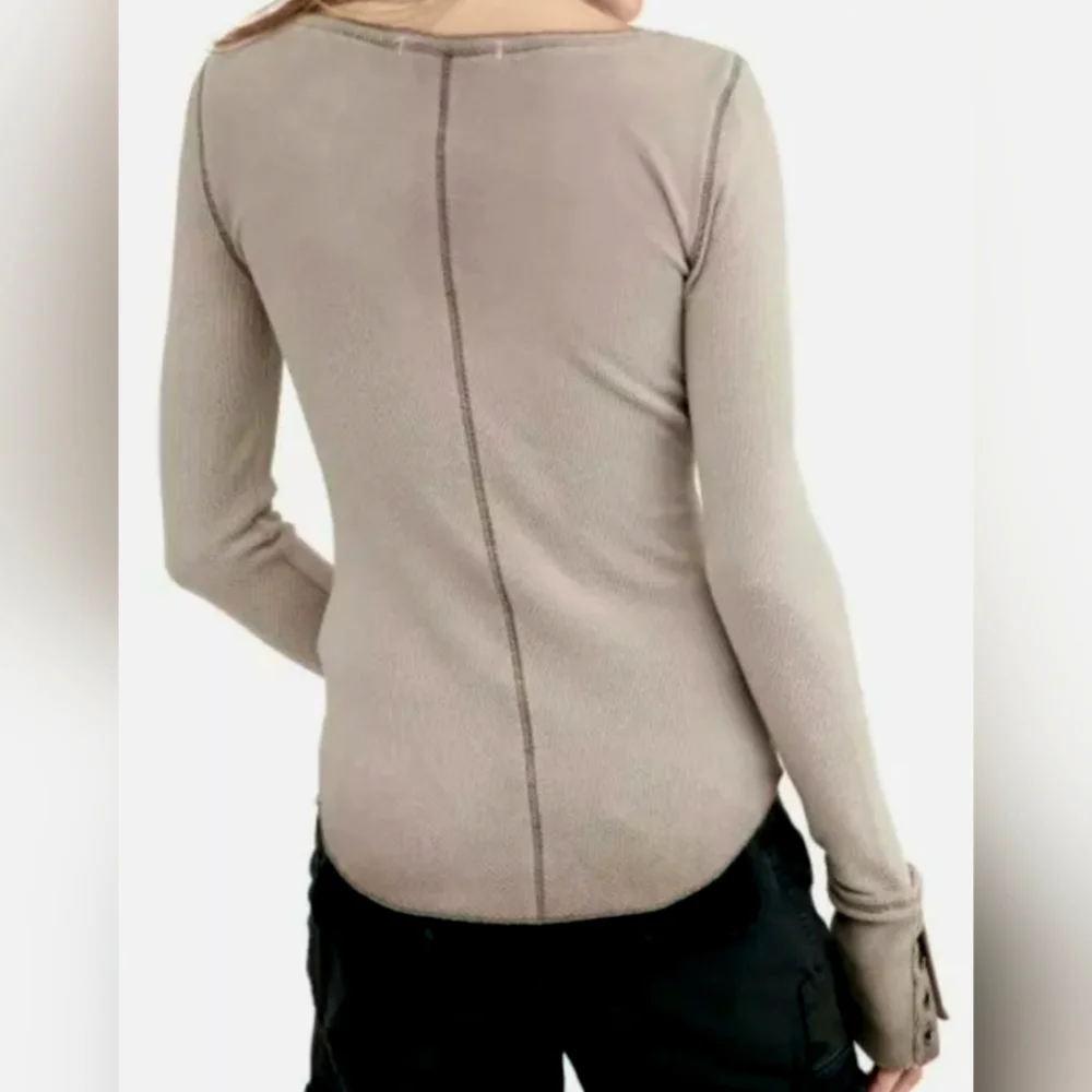 We the Free Dark Side Distressed Ombre Scoop Neck Thermal Top size Small - Picture 3 of 12